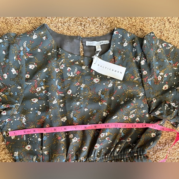 NWT Baltic Born Belfast Pleated Midi Dress Antique Jade Floral Short Sleeve S - Picture 7 of 8